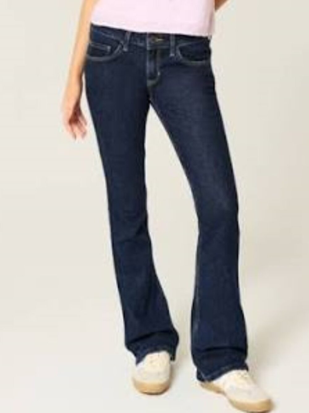 Hollister Womens Dark Indigo Short Bootcut Low Rise Jeans 2 Short W26 Short